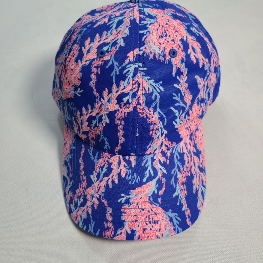 Navy Blue & Coral Printed Baseball Cap